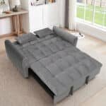 Velvet 3-in-1 Foldable Sofa Bed with Adjustable Back and Storage - Dark Grey - Image 3