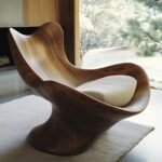 Solid Wood Modern Leisure Chair with Eco-Friendly Design - Light Beige - Image 3