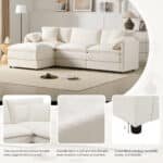 Chenille L-Shaped Modular Sofa with Deep Seating and Movable Ottoman - Available in 3 Colors - Image 8