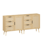 Rattan Wood Storage Cabinet with Drawer and Shelf Combo - Natural - Image 8