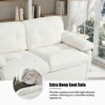 Chenille Convertible Sofa Bed with Side Storage - Beige - Image 9