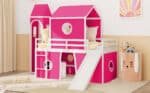 Pink Loft Bed with Slide - Fun Space-Saving Kids Bed with Playful Slide & Tent - Image 3