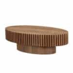 Walnut MDF Oval Coffee Table with Sturdy Pedestal - Compact - Image 2