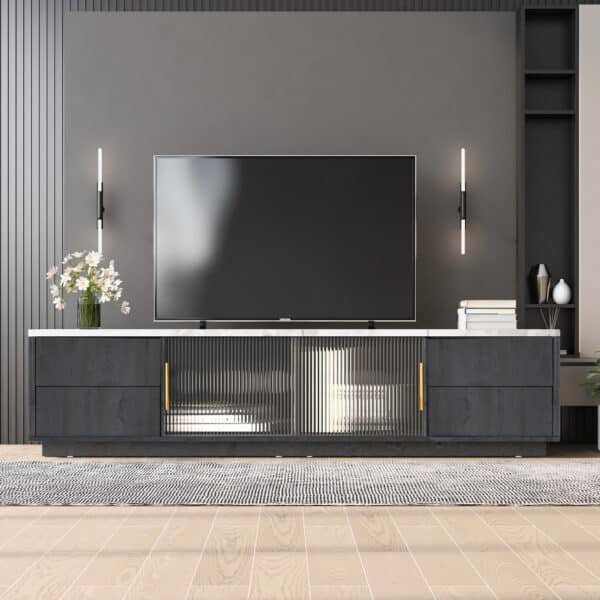 Minimalist Black MDF TV Stand – Sleek Storage for 70'' TVs
