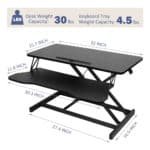 Ergonomic Height Adjustable Desk Converter with Wide Keyboard Tray - Black - Image 4