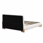 Upholstered Boucle Bed with Solid Wood Feet - White - Image 3