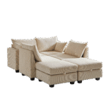 Corduroy U-Shaped Modular Sofa with Storage Ottoman and Convertible Sleeper - Gray - Image 7