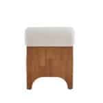 Boucle Lounge Chair with Rolled Backrest - Warm Wood Finish - Image 11