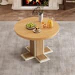 ⁦Solid Wood Oval Extendable Dining Table with Double Layer Design - Espresso⁩ - الصورة ⁦14⁩
