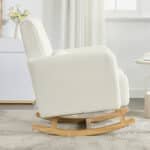 Teddy Velvet Rocking Chair with Pillow - Cream White - Image 5