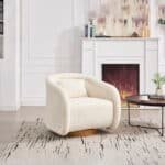 Teddy Upholstered Barrel Swivel Chair with 360-Degree Rotation - Pumpkin