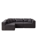 ⁦Corduroy L-Shaped Modular Sofa Set with Minimalist Design - Beige⁩ - الصورة ⁦8⁩