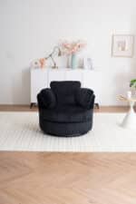 Black Plush Corduroy Swivel Chair – Ultimate Comfort & Style - Image 6