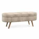 Fabric Oval Storage Ottoman with Rubber Wood Legs - Gray - Image 11