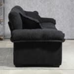 ⁦Chenille Loveseat with Memory Foam Cushions and 2 Throw Pillows - Black⁩ - الصورة ⁦4⁩