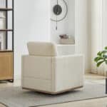 Wavy Chenille Square Swivel Accent Chair with 360-Degree Rotation - Beige - Image 6