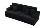 Corduroy 3-Seater Sofa with 4 Throw Pillows - Black - Image 6