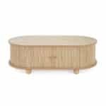 Natural Wood Oval Side Table with Storage - Rustic Charm - Image 6
