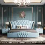 Genuine Leather King Size Bed with Big Headboard - Luxury White - Image 2