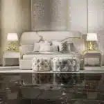 Leather Modern King Size Bed with Customizable Features - Beige - Image 2