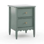 Modern Blue Solid Wood Nightstand with 2 Drawers – Contemporary Bedroom Bedside Table for Apartment & Home - Image 2