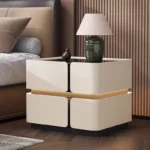 Modern Floating Smart Nightstand with Wireless Charging & LED Light – Solid Wood Bedside Table with 2 Drawers and Glass Top