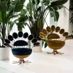 Velvet Fabric Leisure Chair with Gold Frame - Optional Colors