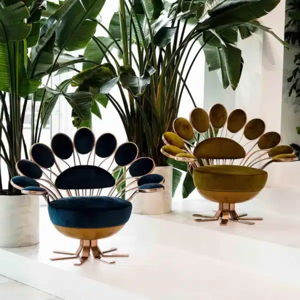 Velvet Fabric Leisure Chair with Gold Frame - Optional Colors