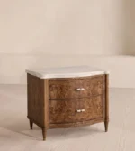 Luxurious Wooden Nightstand with Natural Marble Top – Two-Drawer Bedside Table for Bedroom, Living Room, or Home Office - Image 6