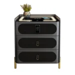 Contemporary Solid Wood Smart Night Cabinet with Security Lock – Minimalist Leather Finish & Integrated Charging - Image 4