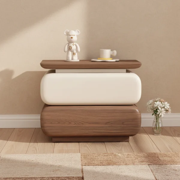 Italian-Inspired Solid Wood Side Cabinet – Dual-Drawer Convertible Design for Bedroom & Living Spaces