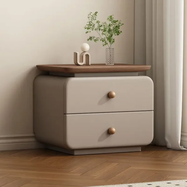 Minimalist Dual-Drawer Wooden Side Cabinet – Compact Contemporary Storage Unit for Modern Interiors