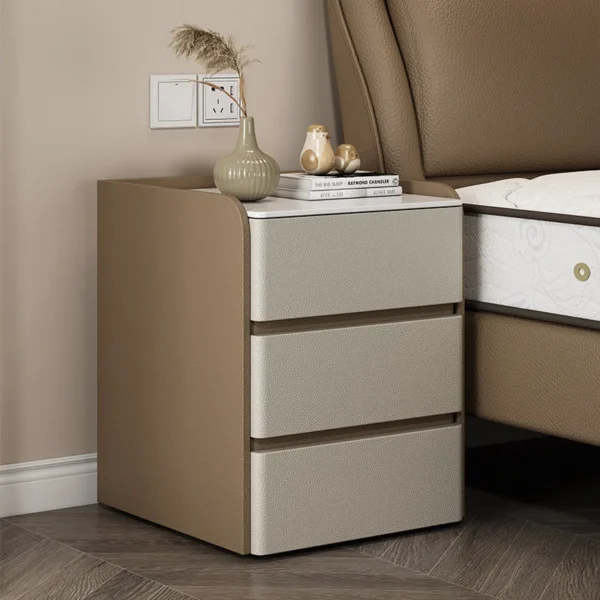 Luxury Modern Three-Drawer Tall Nightstand – Contemporary Bedroom Storage Cabinet