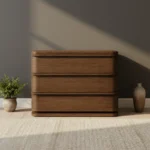 RH LIGNE Closed Nightstand – Modern Solid Wood Three-Drawer Bedside Cabinet