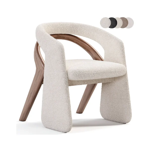 Italian Designer Dining Chair – Contemporary Fabric Seat with Gold Stainless Steel Legs