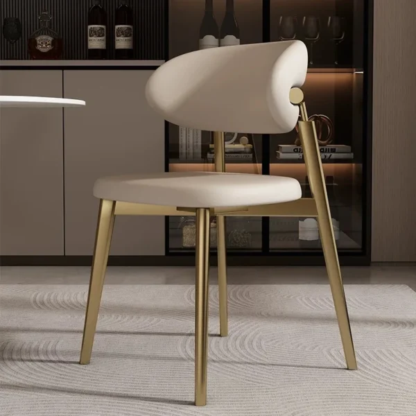 Luxury Italian Dining Chair – Contemporary Velvet & PU Upholstered Chair with Metal Legs