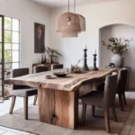 Modern Live Edge Walnut Dining Table Set – Natural Shape Solid Wood Commercial Furniture - Image 5