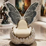 Modern Stainless Steel Armchair with Microfiber Leather - Gold - Image 2