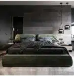 Fabric King Size Soft Bed with Adjustable Height - Modern Birch Wood - Image 2