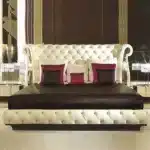 Leather Upholstered Modern Bed with Double Tufted Headboard - Customizable Options - Image 2