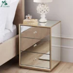 Modern European 3-Drawer Nightstand with Gold Mirrored Finish – MDF Wood Bedside Table with Glass Accents for Bedroom, Living Room, or Hotel-Inspired Decor - Image 2