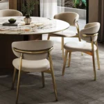 Luxury Italian Dining Chair – Contemporary Velvet & PU Upholstered Chair with Metal Legs - Image 6