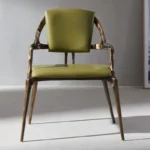 Italian Luxury Golden Brass Dining Chair – Modern Velvet Upholstered Designer Chair - Image 3