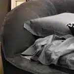 Round Leather Bed with Solid Wood Frame - Contemporary Design - Customizable Color - Image 8