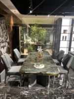 High-End Black and Gold Rectangular Dining Table – Contemporary Luxury Long Wood Table - Image 2