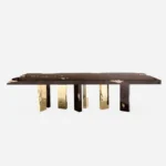 Italian Design 8-Seater Dining Table Set – Modern Gold Stainless Steel & Wood Luxury Furniture - Image 5