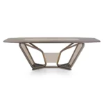 Luxury Modern Glass & Marble Dining Table with Solid Wood Frame - Image 4