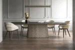 Contemporary Marble Rectangle Dining Table for 8 Guests with Metal Base for Stylish Interiors - Image 2