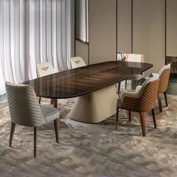 Modern 7-Piece Dining Room Set with Adjustable Rectangle Table & Upholstered Chairs