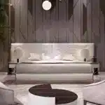 Eco-Friendly Solid Wood Modern Bed with Leather Upholstery - Customizable Color - Image 2